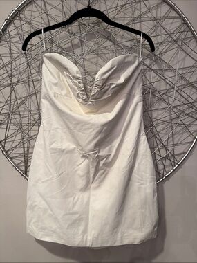 FAUX LEATHER WHITE MINI DRESS COTTON CANDY LA SIZE LARGE